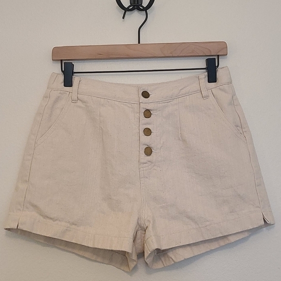 Anthropologie Entro High Waist Cotton Button Up Shorts with Pockets - Picture 1 of 5